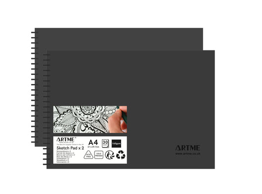 Artme A4 Sketch Pad, 30 Sheets 160gsm, Spiral Bound, Sketchbook - 2pk
