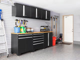 Pro Series 14 Piece Cabinet Set with Lockers, Base, Wall, Tool Drawer Cabinets and 56 in. Worktop