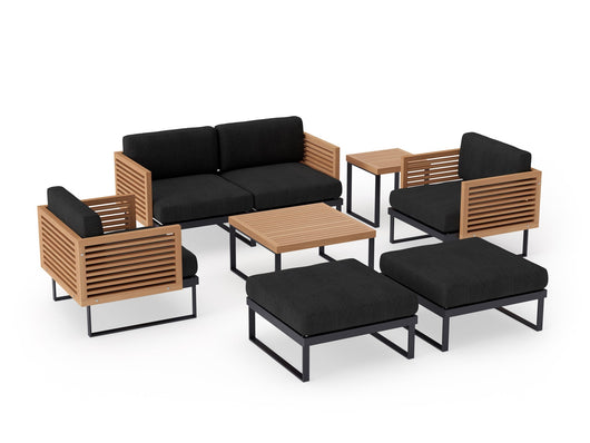 Monterey 6 Seater Chat Set with Coffee Table and Side Table