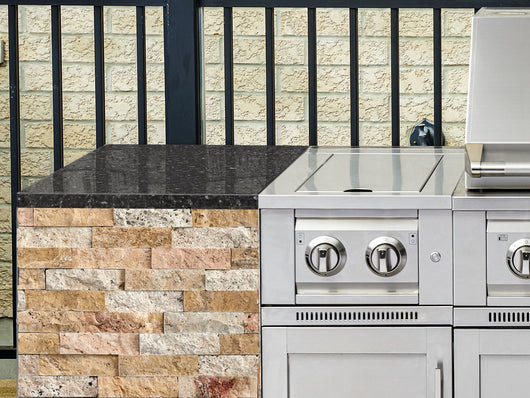 Outdoor Kitchen Signature Series 9 Piece Cabinet Set With Kamado, Platinum Grill and Grill Cabinet