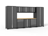 Pro Series 9 Piece Cabinet Set with Wall, Base, Tool Drawer, Multi-Function Cabinet, Lockers, and 84 in. Worktop