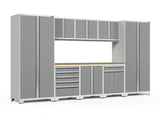 Pro Series 9 Piece Cabinet Set with Wall, Base, Tool Drawer, Multi-Function Cabinet, Lockers, and 84 in. Worktop