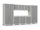 Pro Series 9 Piece Cabinet Set with Wall, Base, Tool Drawer, Multi-Function Cabinet, Lockers, and 84 in. Worktop