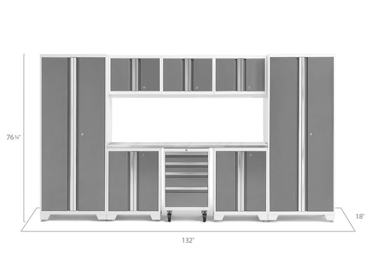 Bold Series 9 Piece Cabinet Set with 2 Base, Tool, Wall Cabinets and 30 in. Lockers