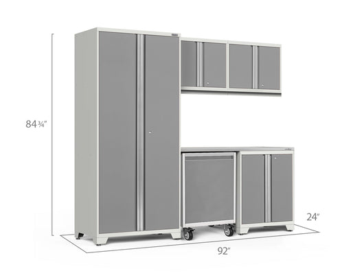 Pro Series 6 Piece Cabinet Set with Base, Wall Cabinet, Locker and Utility Cart