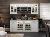 Home Wet Bar 13 Piece Cabinet Set with Wall, Wide Display, Sink Cabinet, Sink, Faucet and Melamine Countertop - 21 in.