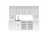 Home Wet Bar 13 Piece Cabinet Set with Wall, Wide Display, Sink Cabinet, Sink, Faucet and Melamine Countertop - 21 in.