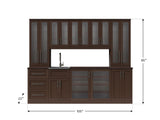 Home Wet Bar 13 Piece Cabinet Set with Wall, Wide Display, Sink Cabinet, Sink, Faucet and Melamine Countertop - 21 in.