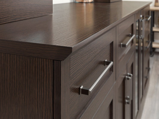 Home Wet Bar 13 Piece Cabinet Set with Wall, Wide Display, Sink Cabinet, Sink, Faucet and Melamine Countertop - 21 in.