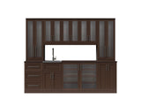 Home Wet Bar 13 Piece Cabinet Set with Wall, Wide Display, Sink Cabinet, Sink, Faucet and Melamine Countertop - 21 in.