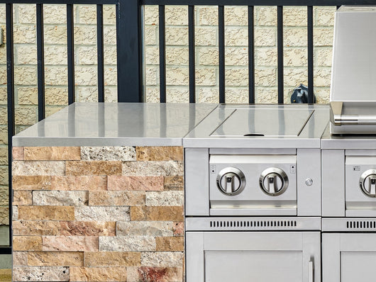 Outdoor Kitchen Signature Series 9 Piece Cabinet Set With Kamado, Platinum Grill and Grill Cabinet