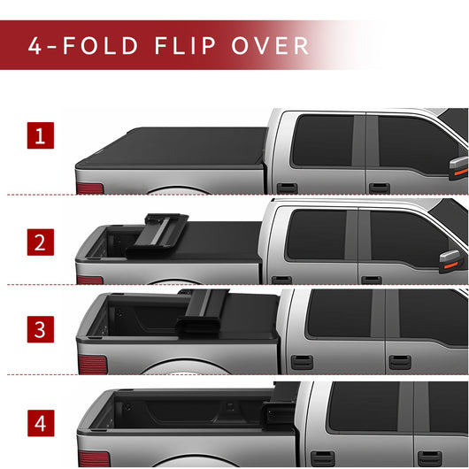 YITAMOTOR® Soft Quad Fold 2004-2015 Nissan Titan Truck Bed Tonneau Cover , Fleetside 6.5 ft Bed w/o Titan Box