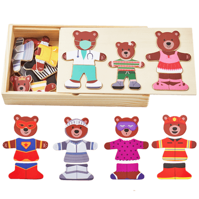 Wooden Puzzle Game - Bears Dress Up Set