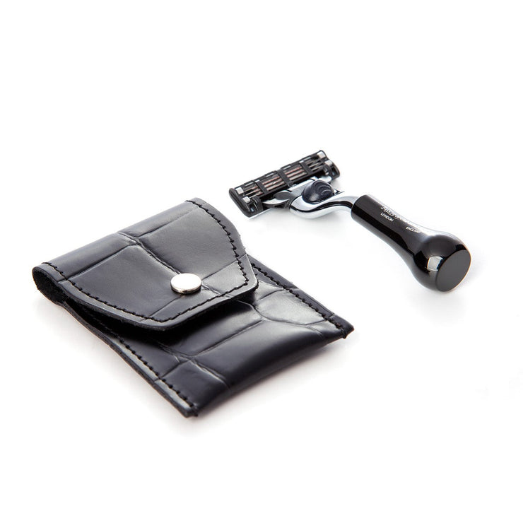 Mini Black Travel Mach3 Razor in Leather pouch – Taylor of Old Bond Street | SupplyNest Canada