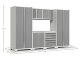 Pro Series 7 Piece Cabinet Set with Base, Wall, Tool Drawer Cabinet, Lockers and 56 in. Worktop