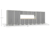 Pro Series 14 Piece Cabinet Set with Lockers, Base, Wall, Tool Drawer Cabinets and 56 in. Worktop