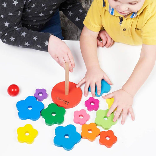 Stacking Rings Toy - Wooden Rainbow Toy