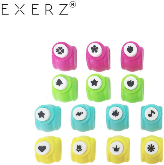 EXERZ Paper Punch Set 14pcs Art & Craft in a Storage Box - Blue
