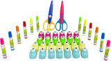 EXERZ Paper Punch Set 40pcs in a Storage Box Including Punches, Craft Scissors, Color Pens -Pink