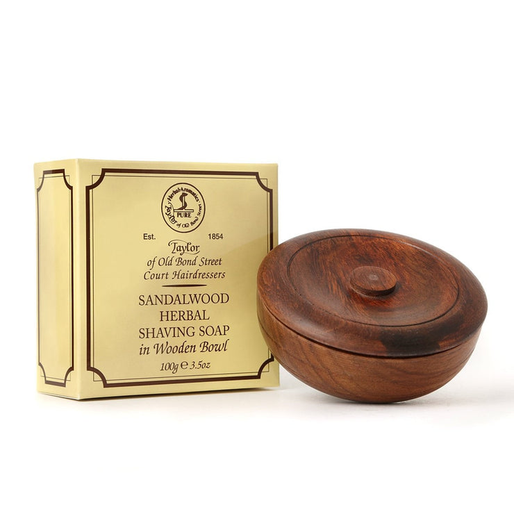 Sandalwood Shaving Soap in Wooden Bowl 100g – Taylor Old Bond St | SupplyNest Canada
