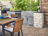 Outdoor Kitchen Signature Series 9 Piece Cabinet Set With Kamado, Platinum Grill and Grill Cabinet