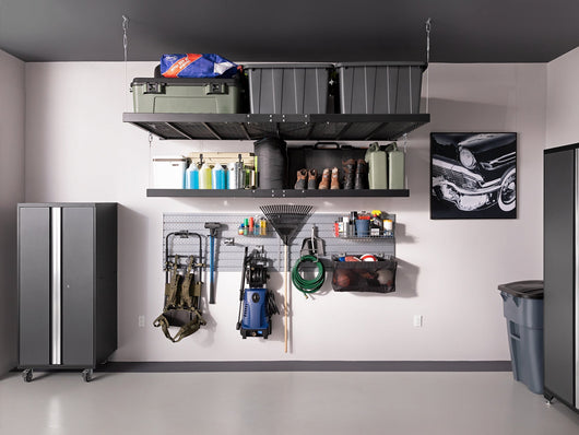 Pro Series 7 Piece Cabinet Set with Base, Wall, Tool Drawer Cabinet, Lockers and 56 in. Worktop
