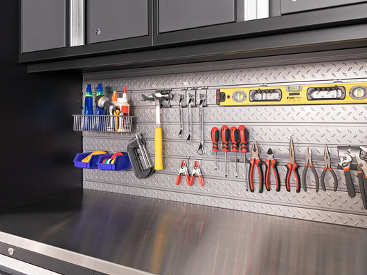 Pro Series 14 Piece Cabinet Set with Lockers, Base, Wall, Tool Drawer Cabinets and 56 in. Worktop