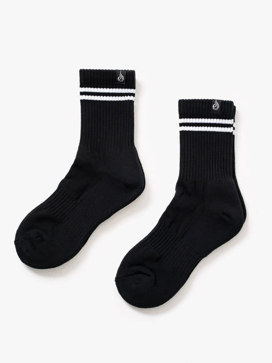 Stripe Crew Socks - Black