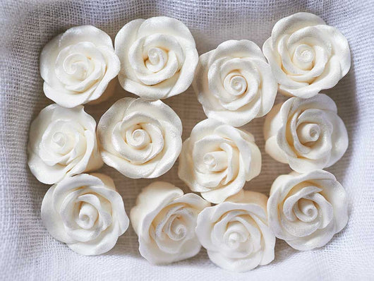 3 tier Wedding Cake with White Lustre Roses