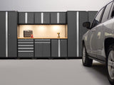 Pro Series 9 Piece Cabinet Set with Wall, Base, Tool Drawer, Multi-Function Cabinet, Lockers, and 84 in. Worktop
